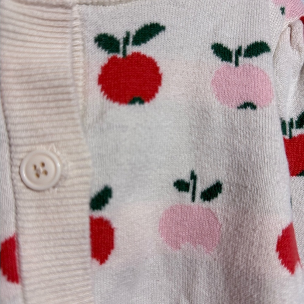 Hanna Andersson Apple Print Knit Cardigan 100% Cotton size 4